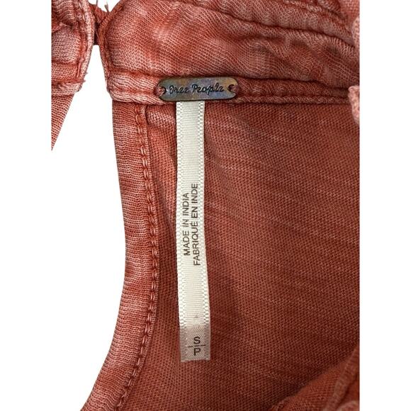 Free People Le Femme Ruffled Crochet Top Coral Pink Beachy Victorian Boho Small - Picture 4 of 10